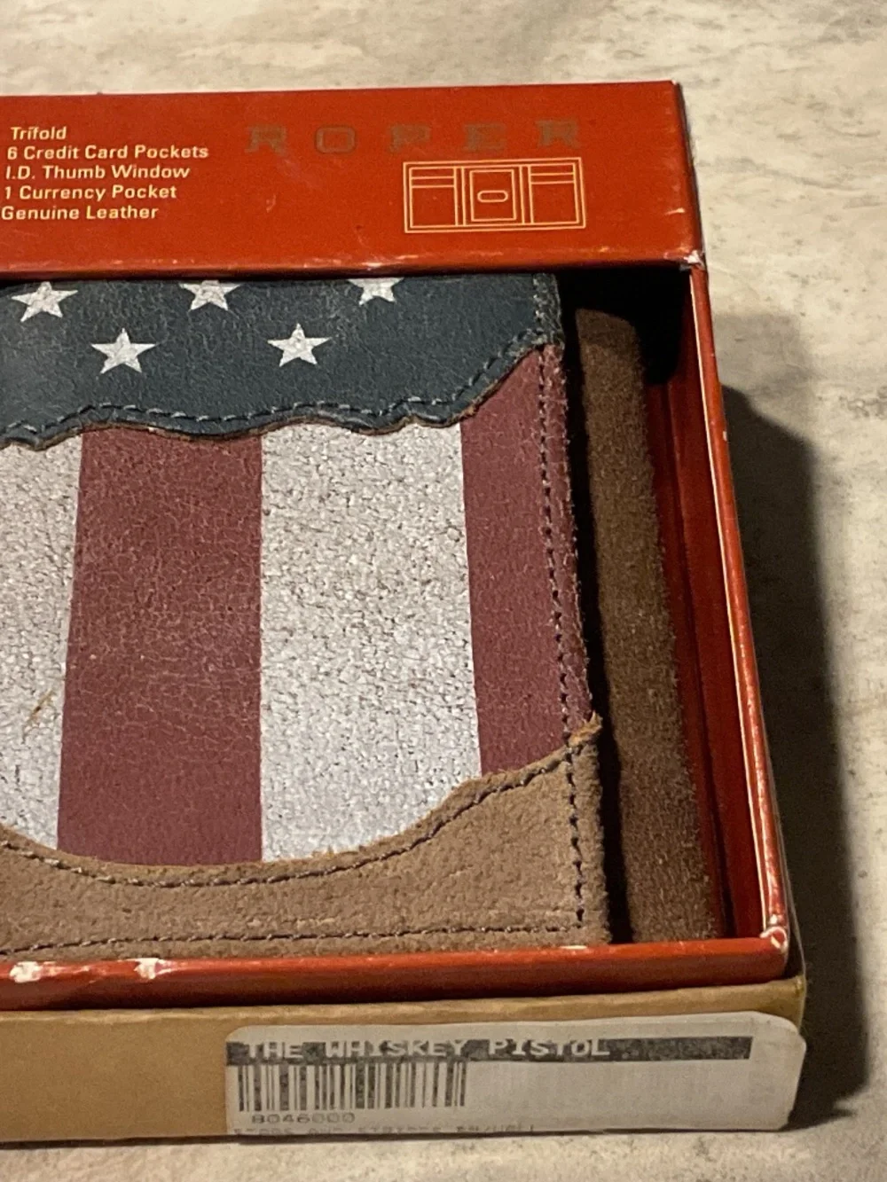 Roper Leather Trifold Wallet Stars and Stripes New